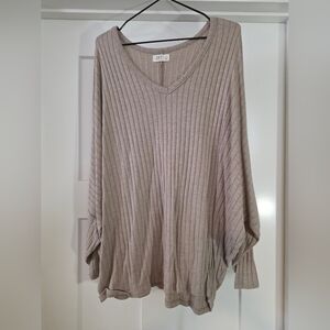 Maurices Ribbed V-Neck Blouse in Taupe